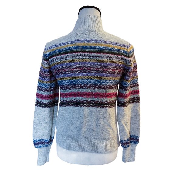 Abercrombie & Fitch Mock Neck Sweater | Fair Isle Heather Gray Multicolor - Picture 2 of 10
